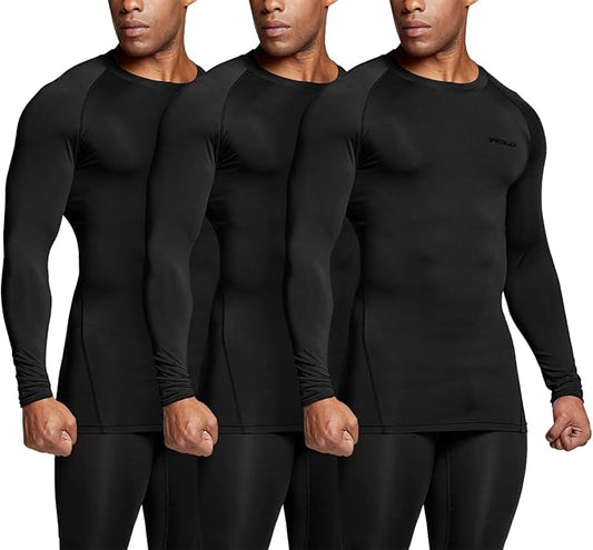 TSLA Men's UPF 50+ Compression Shirts, Cool Dry Long Sleeve Athletic Tops, Sports Baselayer Workout Shirt