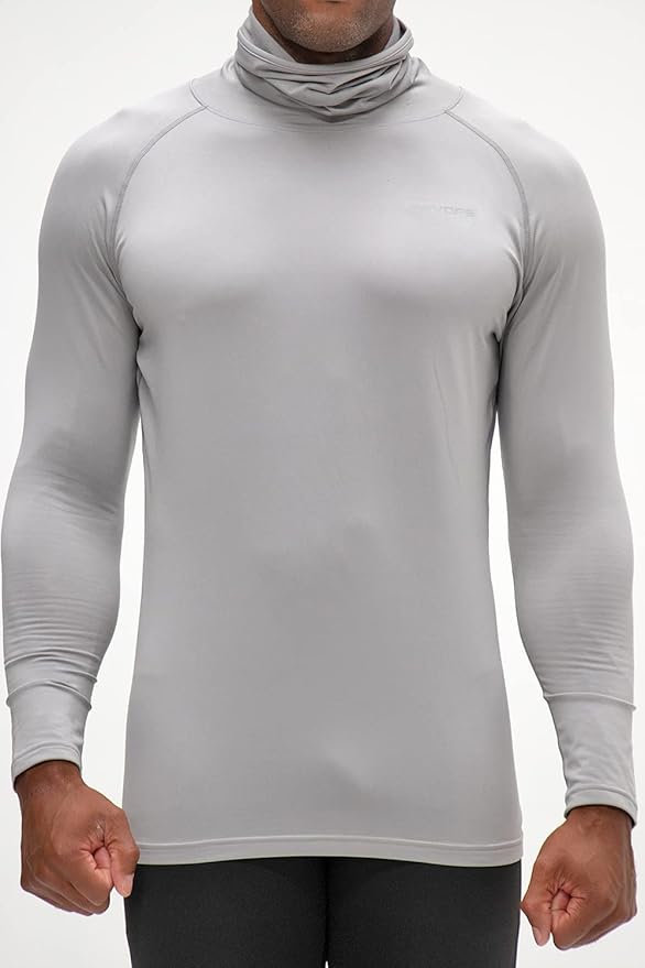 DEVOPS 2 Pack Men's Thermal Turtle Mock Neck Shirts, Compression Long Sleeve Tops and Hoodies