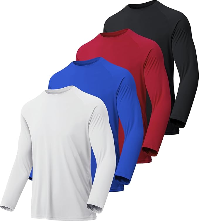 MLYENX 7 Pack Long Sleeve Shirts for Men UPF 50+ UV Sun Protection Quick Dry Moisture Wicking Workout Tee Shirts