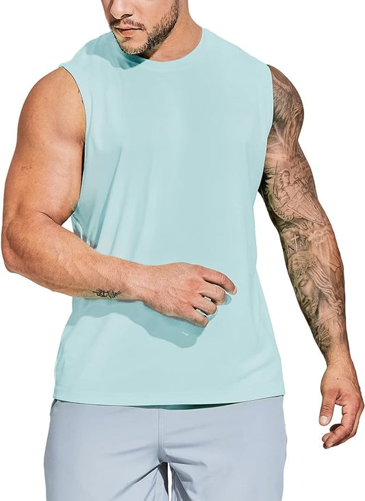 MIER Men's Workout Tank Tops UPF 50+ Swim Shirts Quick Dry Running Sleeveless UV Protection Muscle Tees