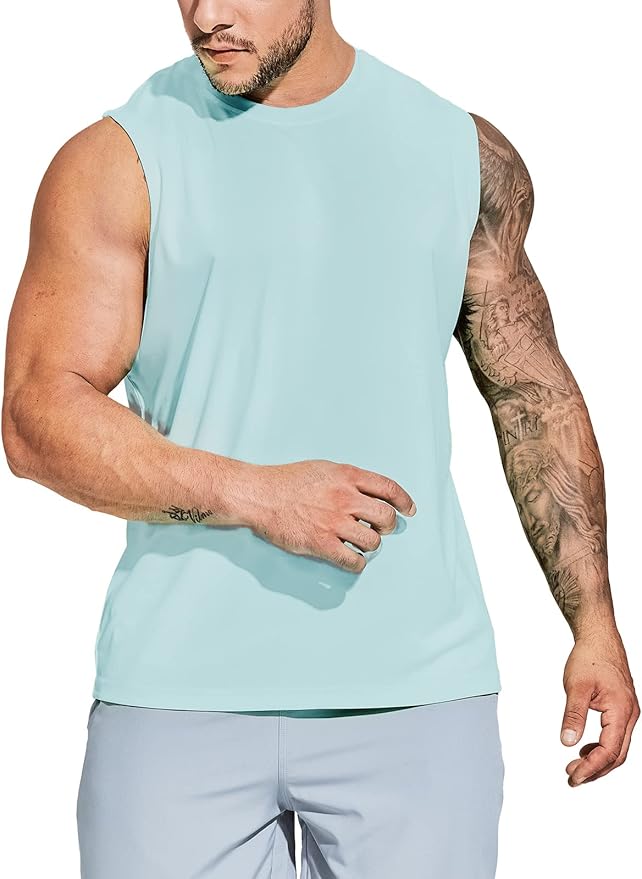 MIER Men's Workout Tank Tops UPF 50+ Swim Shirts Quick Dry Running Sleeveless UV Protection Muscle Tees