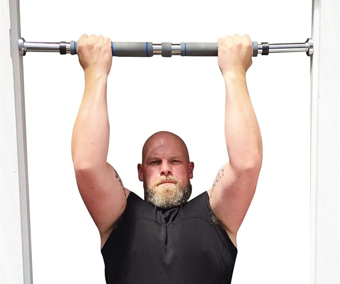 Garren Fitness Maximiza Pull Up Bar for Doorway - 27 to 39 Inches Adjustable Width Pullup Bar/Chin up Bar with 3 Sets of Screw-in Heavy-Duty Door-Mounts