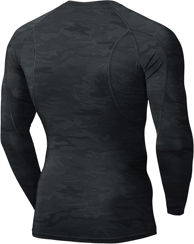 TSLA Men's UPF 50+ Compression Shirts, Cool Dry Long Sleeve Athletic Tops, Sports Baselayer Workout Shirt