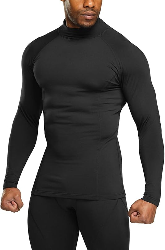 TSLA Men's Thermal Long Sleeve Compression Shirts, Mock/Turtleneck Winter Sports Running Base Layer Top