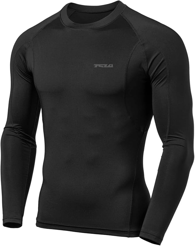 TSLA Men's UPF 50+ Compression Shirts, Cool Dry Long Sleeve Athletic Tops, Sports Baselayer Workout Shirt
