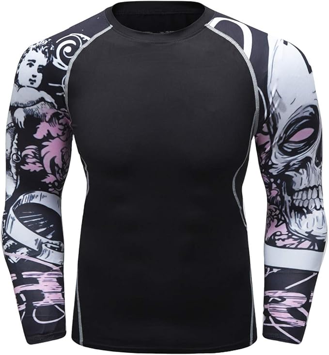 Men's Soft Fit Long Sleeve Workout Rashguard Cool Dry Compression Fitness Shirt