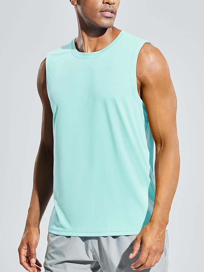 MIER Men's Workout Tank Tops UPF 50+ Swim Shirts Quick Dry Running Sleeveless UV Protection Muscle Tees