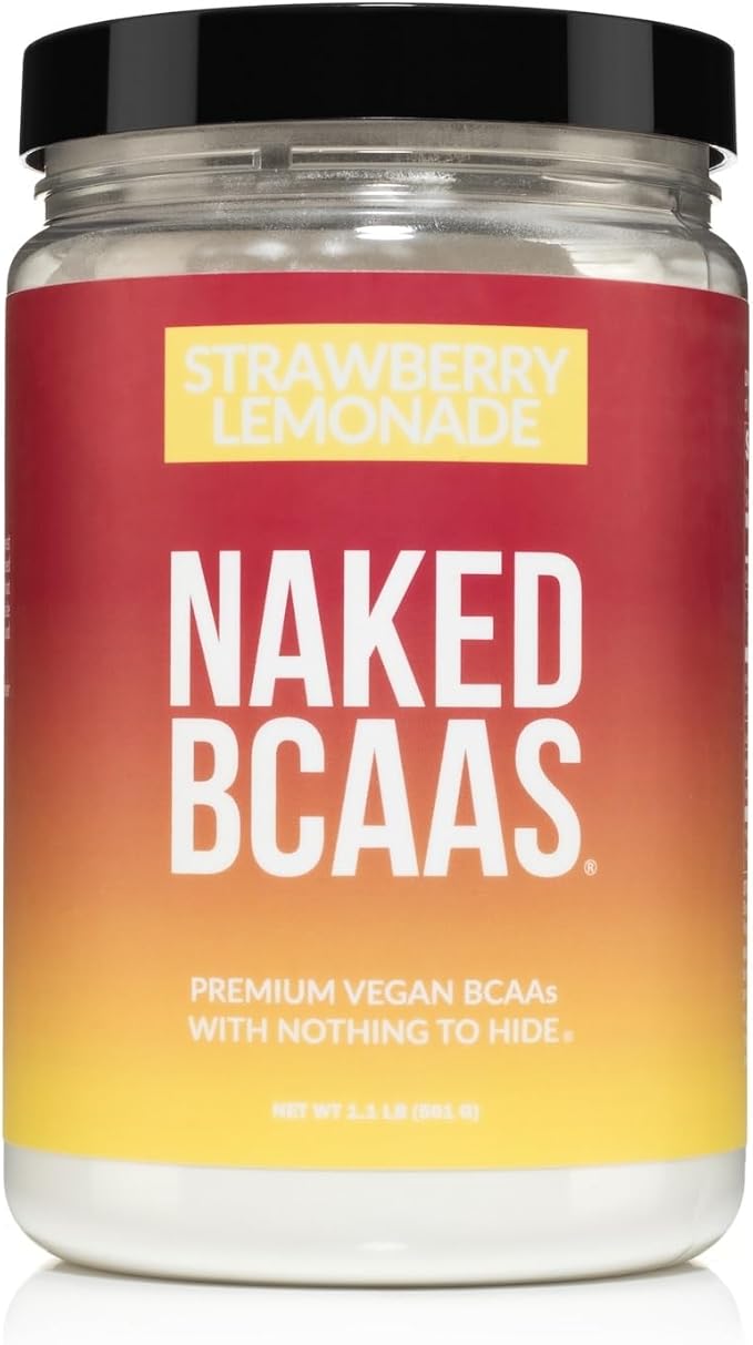 NAKED Strawberry Lemonade BCAAs Amino Acids Powder, 100% Pure 2:1:1 Formula, Vegan Branched Chain Amino Acids, Instantized All Natural BCAA Powder Supplement - 501 Grams, 34 Servings