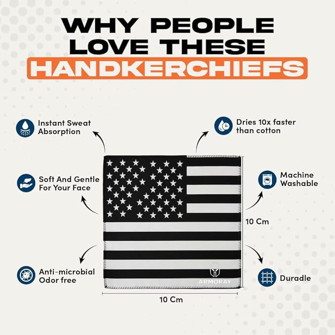 ARMORAY Sweat Absorbing Towel Handkerchief – Quick-Dry Microfiber Gym Towels for Face, Hands & Body – Workout Towel for Men, Sport Rag, Perfect for Tennis, Pickleball & Sauna Use by Women