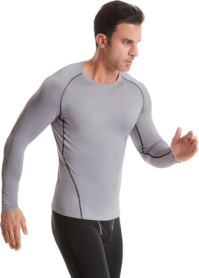 5,6 Pack Men's Compression Shirts Long Sleeve Rash Guard Workout Undershirt Base Layer Athletic Shirt
