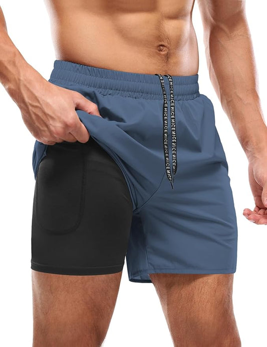 Aolesy Men's 5''/7'' Running Shorts Quick Dry Workout Gym Shorts with Pockets, Tennis Training Athletic（Linerless & Liner）