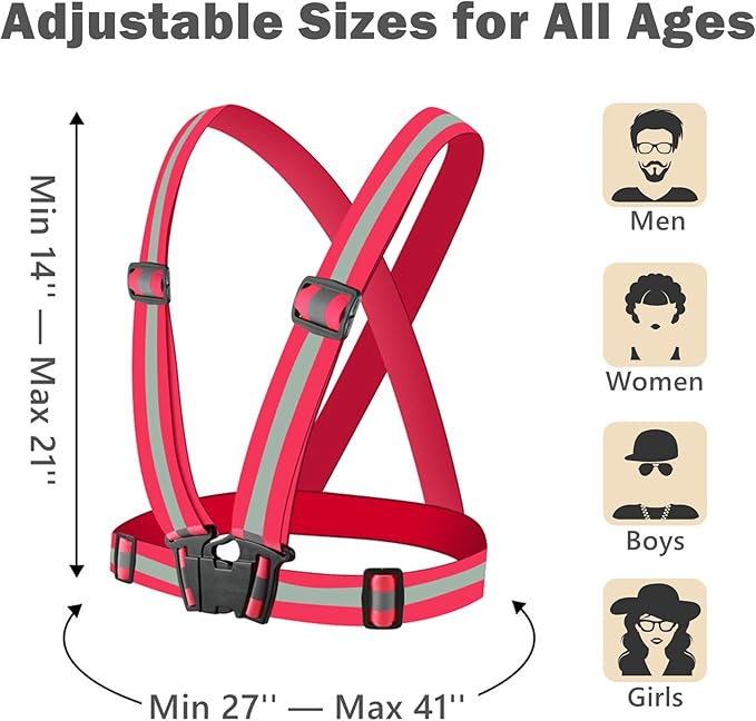 Reflective Running Vest 2-10 Pack, High Visibility Reflective Gear Night Cycling Safety Vest Strap for Men Women Kids