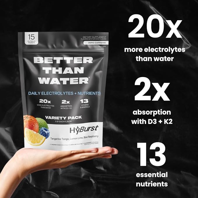 Electrolyte & Vitamin Supplement Powder, Drink Mix with B12, L-Theanine, D3, K2, Zinc, Magnesium, Potassium, Supports Calm Focus & Energy, Variety Pack 2, 15 Pack