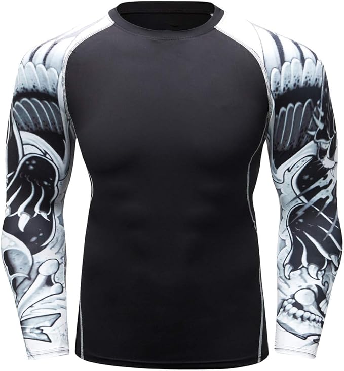 Men's Soft Fit Long Sleeve Workout Rashguard Cool Dry Compression Fitness Shirt