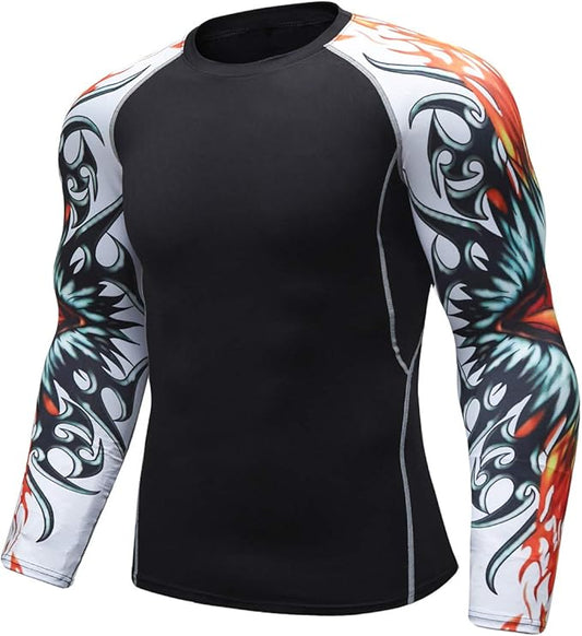 Men's Soft Fit Long Sleeve Workout Rashguard Cool Dry Compression Fitness Shirt