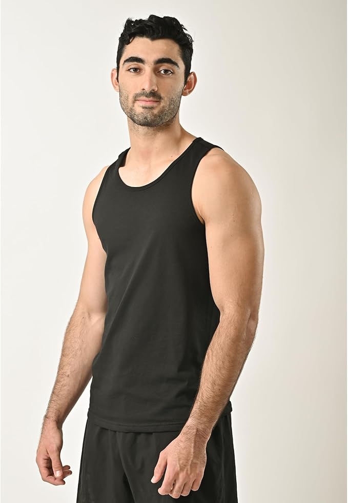 POFF Men’s Tank Top 3-Pack – Sleeveless Shirts for Gym & Workout, 100% Cotton Muscle Fit, Breathable Athletic Wear