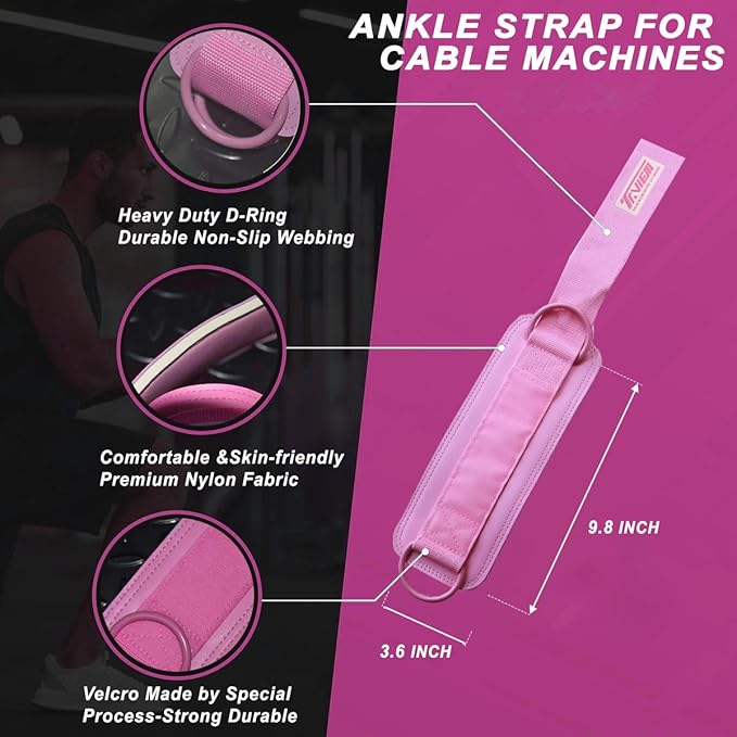TAVIEW Ankle Straps Cable Machine Attachment for Gym - Cable Kickback Ankle Straps - Padded Ankle Cuffs for Glute Kickbacks and Leg Workouts