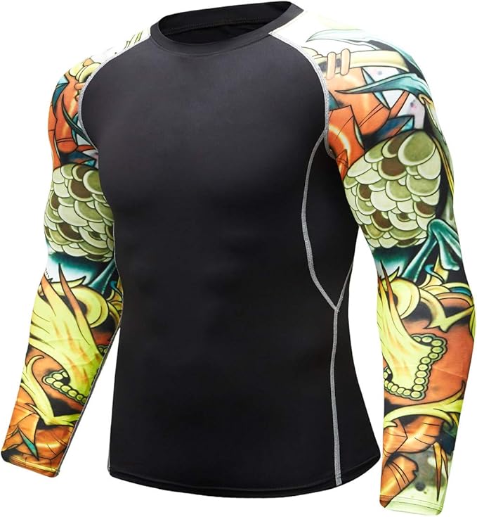 Men's Soft Fit Long Sleeve Workout Rashguard Cool Dry Compression Fitness Shirt