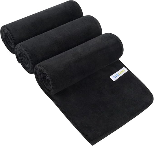 SINLAND Microfiber Gym Towels Sports Fitness Workout Sweat Towel Super Soft and Absorbent 3 Pack 16 Inch X 32 Inch