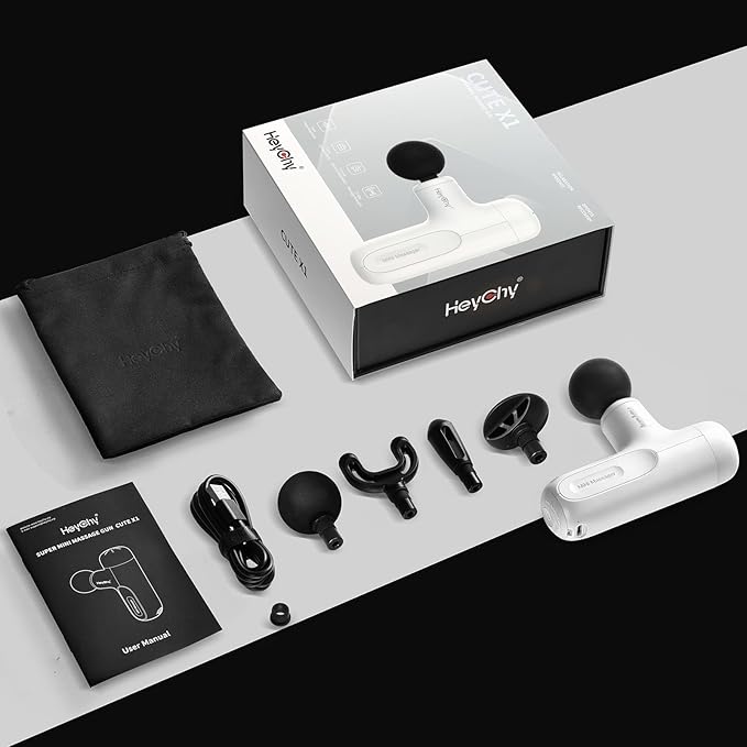 Super Mini Massage Gun Deep Tissue with 5 Speeds, Small Travel Size Percussion Muscle Massager for Pain Relief with 4 Attachments, Handheld Portable Massager Gun for Man & Women, White