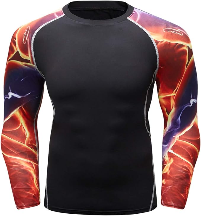 Men's Soft Fit Long Sleeve Workout Rashguard Cool Dry Compression Fitness Shirt