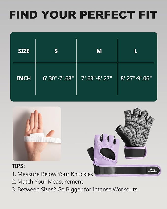 Trideer Weight Lifting Gloves for Women Men with Wrist Support, Workout Gloves Women Full Palm Protection for Gym Training, Fitness, Weightlifting & Pull Ups