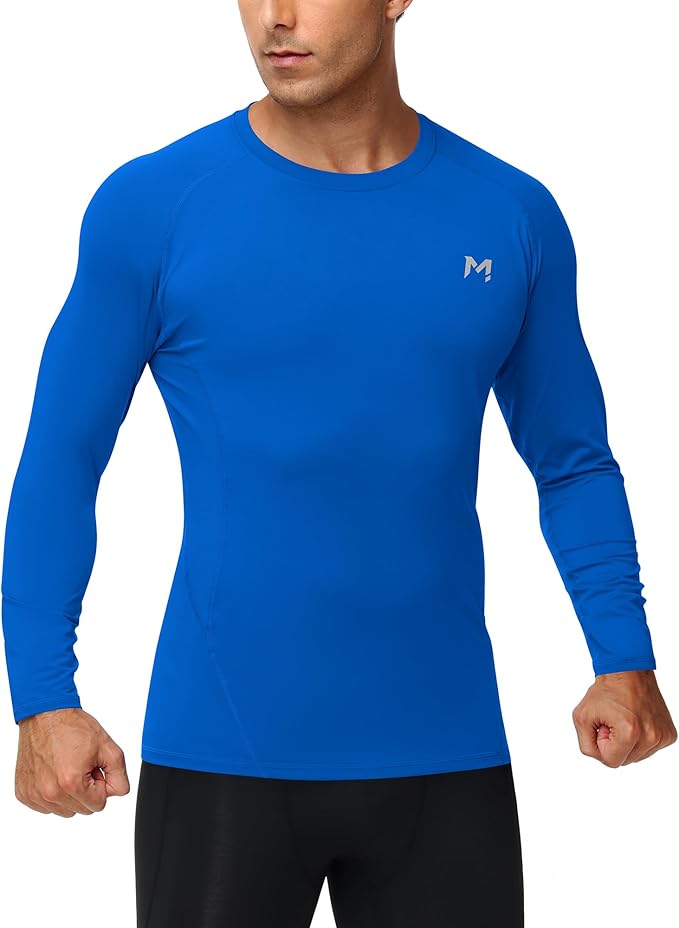 Mens Compression Shirt Long Sleeve Quick Dry Athletic Workout Gym T-Shirt SPF Running Top Sport Undershirt Base Layer