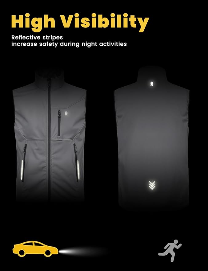 Little Donkey Andy Men's Lightweight Softshell Vest Windproof Sleeveless Jacket for Travel Hiking Running Golf