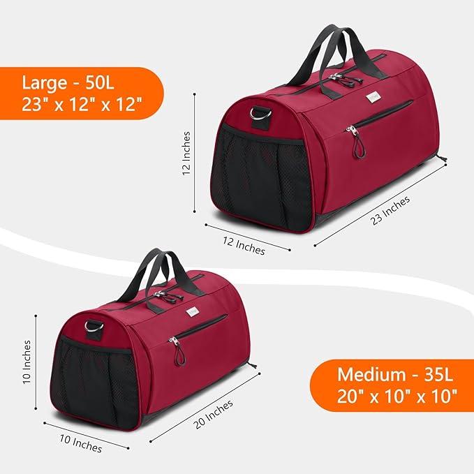 TOPDesign Gym Bag for Women & Men, Unisex Duffel Bag with Shoe Compartment & Wet Pocket for Travel Sports Gym (L Red)