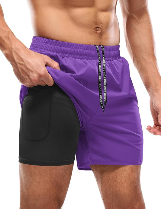 Aolesy Men's 5''/7'' Running Shorts Quick Dry Workout Gym Shorts with Pockets, Tennis Training Athletic（Linerless & Liner）