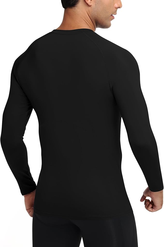 Mens Compression Shirt Long Sleeve Quick Dry Athletic Workout Gym T-Shirt SPF Running Top Sport Undershirt Base Layer