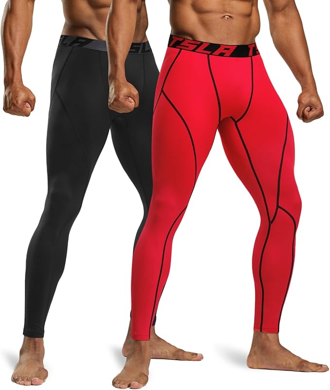 TSLA Men's Thermal Compression Pants, Athletic Sports Leggings & Running Tights, Wintergear Base Layer Bottoms