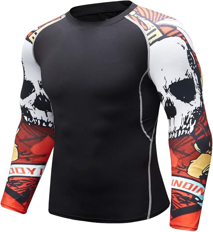 Men's Soft Fit Long Sleeve Workout Rashguard Cool Dry Compression Fitness Shirt