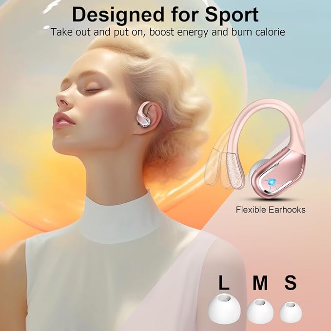 Wireless Earbud, Bluetooth 5.4 Headphones 75Hrs Playtime, 2025 Bluetooth Earbuds Deep Bass Noise Cancelling Mic, Ear Buds with Sport Earhooks, IP7 Waterproof Wireless Earphones for Workout/Running/Gym