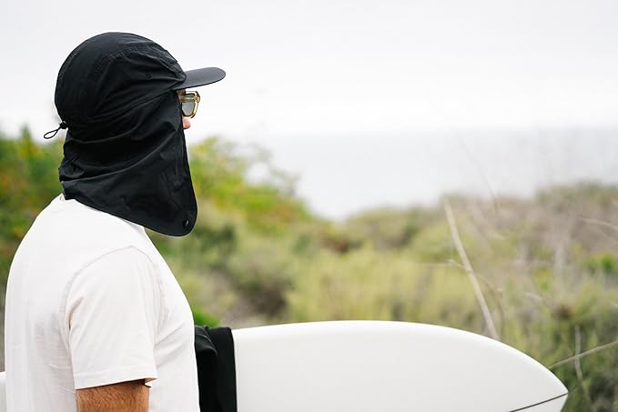 Tillak Chamisa Sun Hat, Lightweight Nylon 5 Panel Cap with Hide-able Neck Shade and Spring Cord