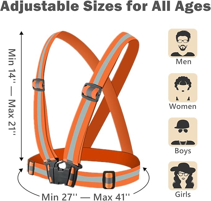 Reflective Running Vest 2-10 Pack, High Visibility Reflective Gear Night Cycling Safety Vest Strap for Men Women Kids