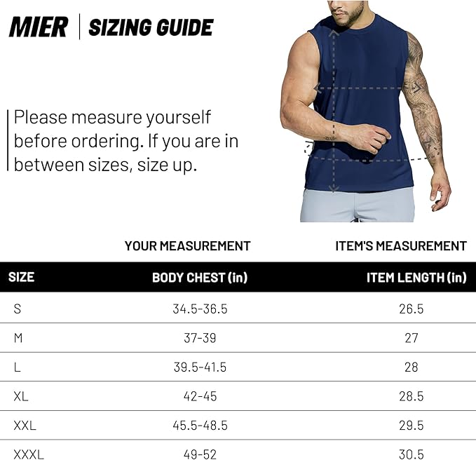 MIER Men's Workout Tank Tops UPF 50+ Swim Shirts Quick Dry Running Sleeveless UV Protection Muscle Tees