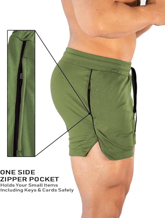 FLYFIREFLY Men's Gym Workout Shorts Running Lightweight Athletic Short Pants Bodybuilding Training