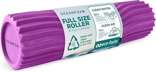Oceanfoam Tidal Roller - Magenta - Muscle Massage Foam Roller for Back Pain & Stretching - Firm and Ergonomic Wide Wave Textured - Yoga, Athletics, & Wellness - Full Size, 20" x 5"