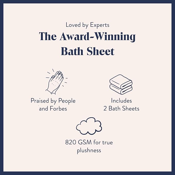 Brooklinen Super-Plush Turkish Cotton Bath Sheets Set of 2 Cotton, 820 GSM, Highly Absorbent, Machine Washable, Perfect for Home & Bathroom (40" x 65", Ocean Blue)