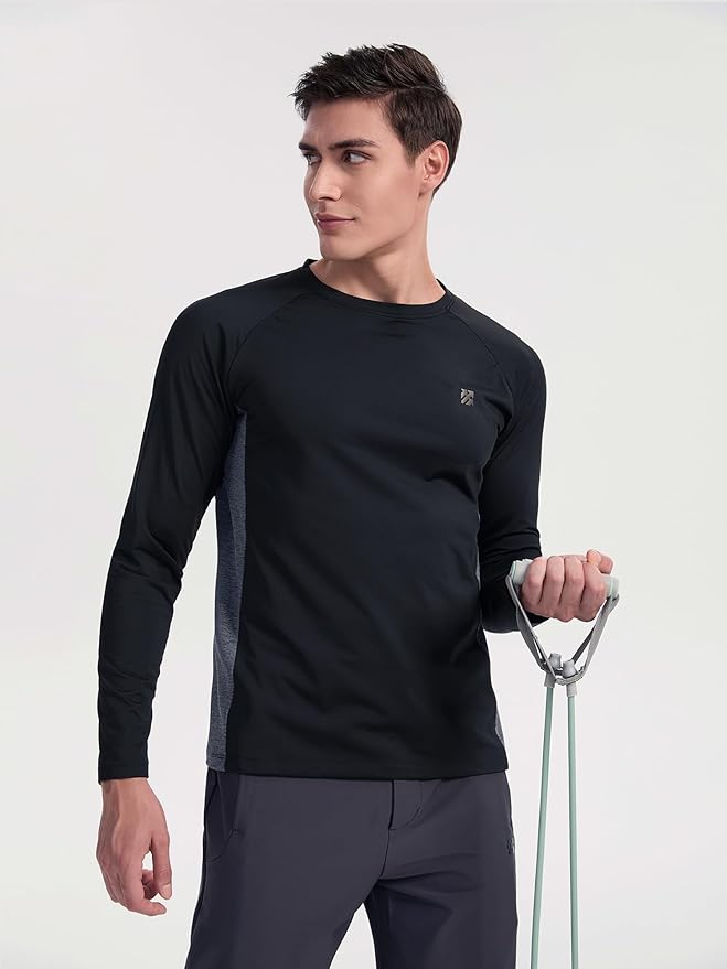 Mens Long Sleeve Turtleneck Workout Shirts Moisture Wicking Mock Neck Double Sides Brushed T-Shirts