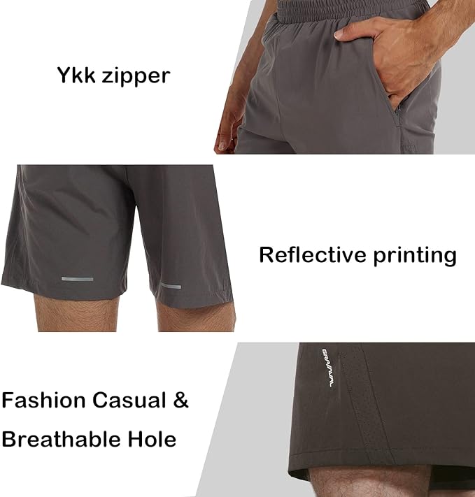 Men's Running Shorts 6" Quick Dry Gym Athletic Workout Shorts for Men with Pockets
