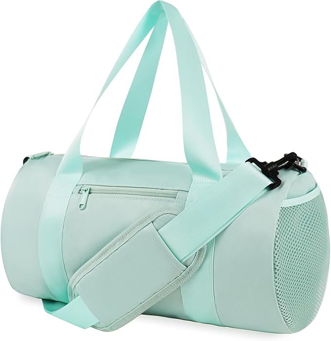 Small Gym Bag Duffel Bag for Women Men Fitness Sports Bag Workout Adjustable Detachable Shoulder Strap Lightweight Carry on Travel Duffle Bag (Green, 15" / Mini / 12L)