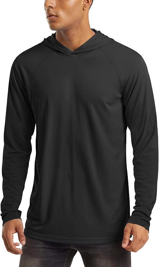 MAGCOMSEN Men's Hooded UPF 50+ Sun Protection T Shirts Long Sleeve Athletic Fishing Shirts Rash Guards