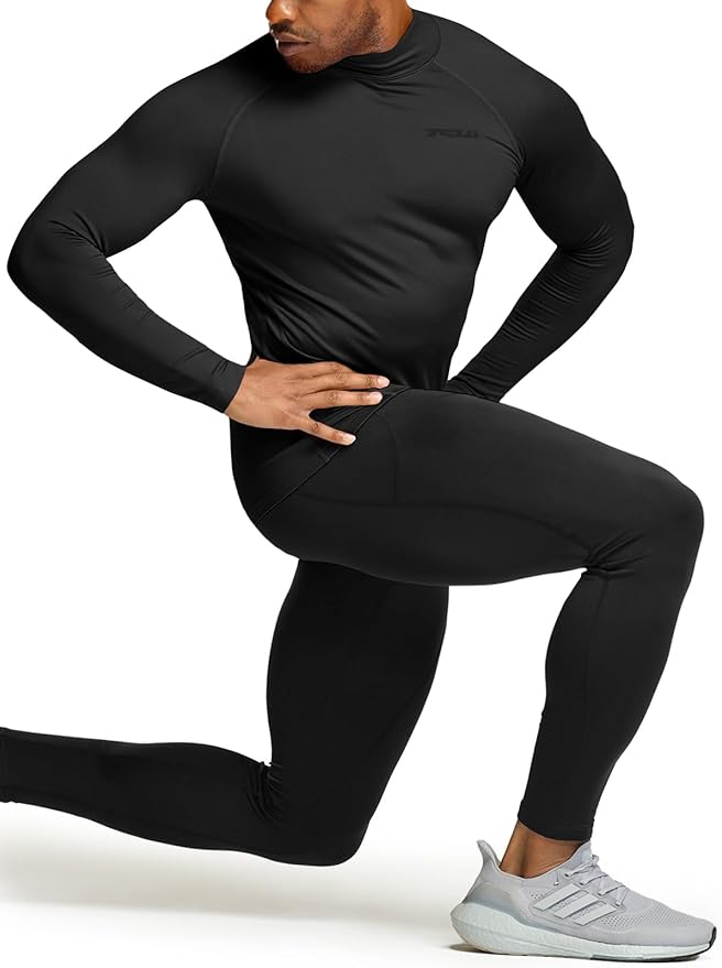 TSLA Men's Thermal Long Sleeve Compression Shirts, Mock/Turtleneck Winter Sports Running Base Layer Top