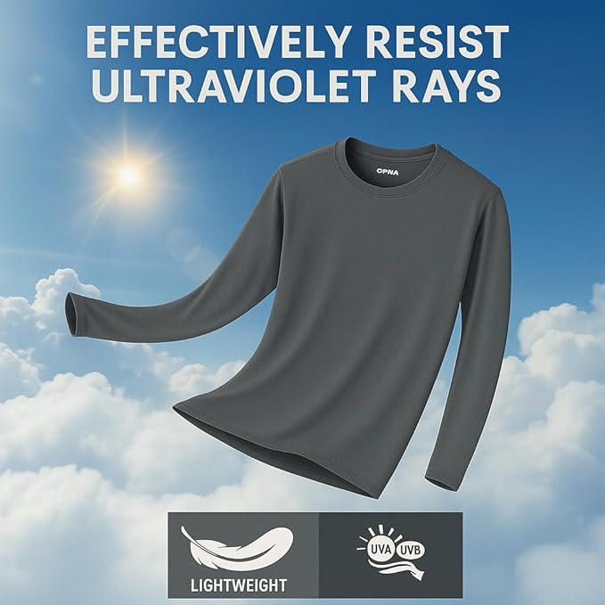 Men's Long Sleeve Moisture Wicking Athletic Shirts, Dry Fit Long Sleeve UV Protection Shirts Men for Workout, Running, Hiking