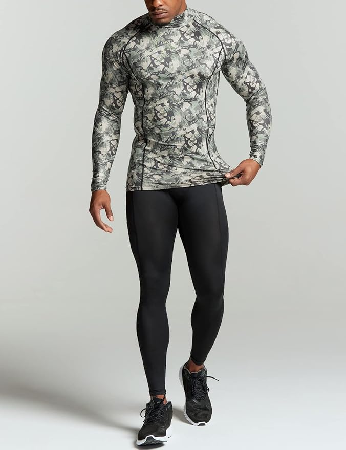 TSLA Men's Thermal Long Sleeve Compression Shirts, Mock/Turtleneck Winter Sports Running Base Layer Top