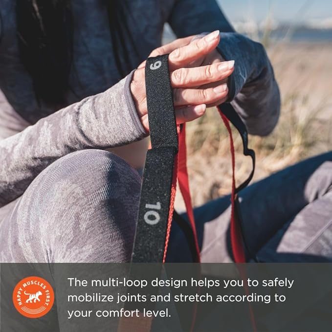 Tiger Tail The Stretchy Tiger 80” - Stretch/Yoga Strap with 10 Numbered Loops for Yoga, Physical Therapy, Pilates, & Exercise, Stretching Strap with Loop