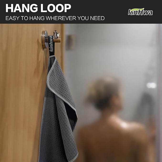 KinHwa Gym Towels - Absorbent Wicking Workout Towels, Quick Dry & Compact, Ideal for Yoga, Fitness, Treadmill or Indoor Bike