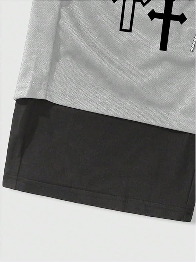 Men's Graphic Shorts with Liner Cross Print Drawstring 2 in 1 Gym Track Bottoms